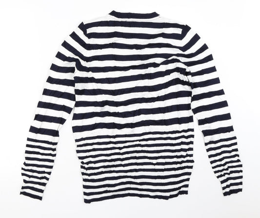 Nutmeg Womens Blue Striped  Cardigan Jumper Size 12