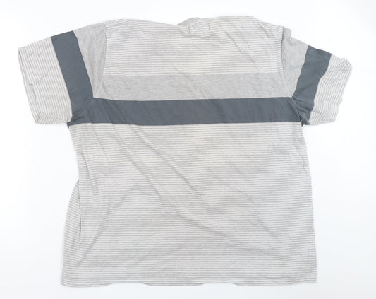 Maine New England Mens Grey Striped T-Shirt Size 2XL