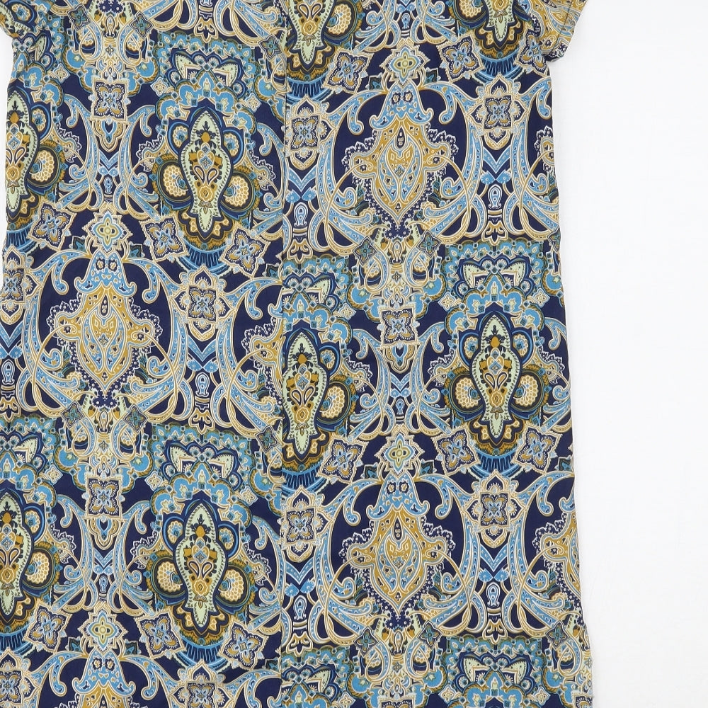 Boohoo Womens Blue Paisley T-Shirt Dress Size 8