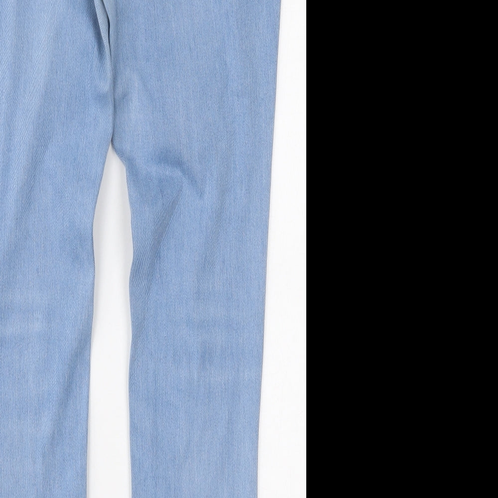 Brand and care label for Next women’s blue denim jegging jeans, size S, 28-inch leg