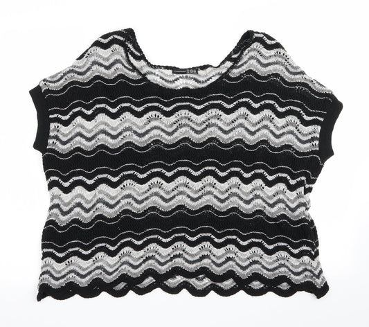 Atmosphere Womens Black Striped Pullover Jumper Size 18 - Subtle shimmer effect Open Knit