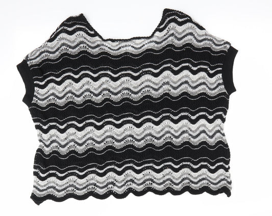 Atmosphere Womens Black Striped Pullover Jumper Size 18 - Subtle shimmer effect Open Knit