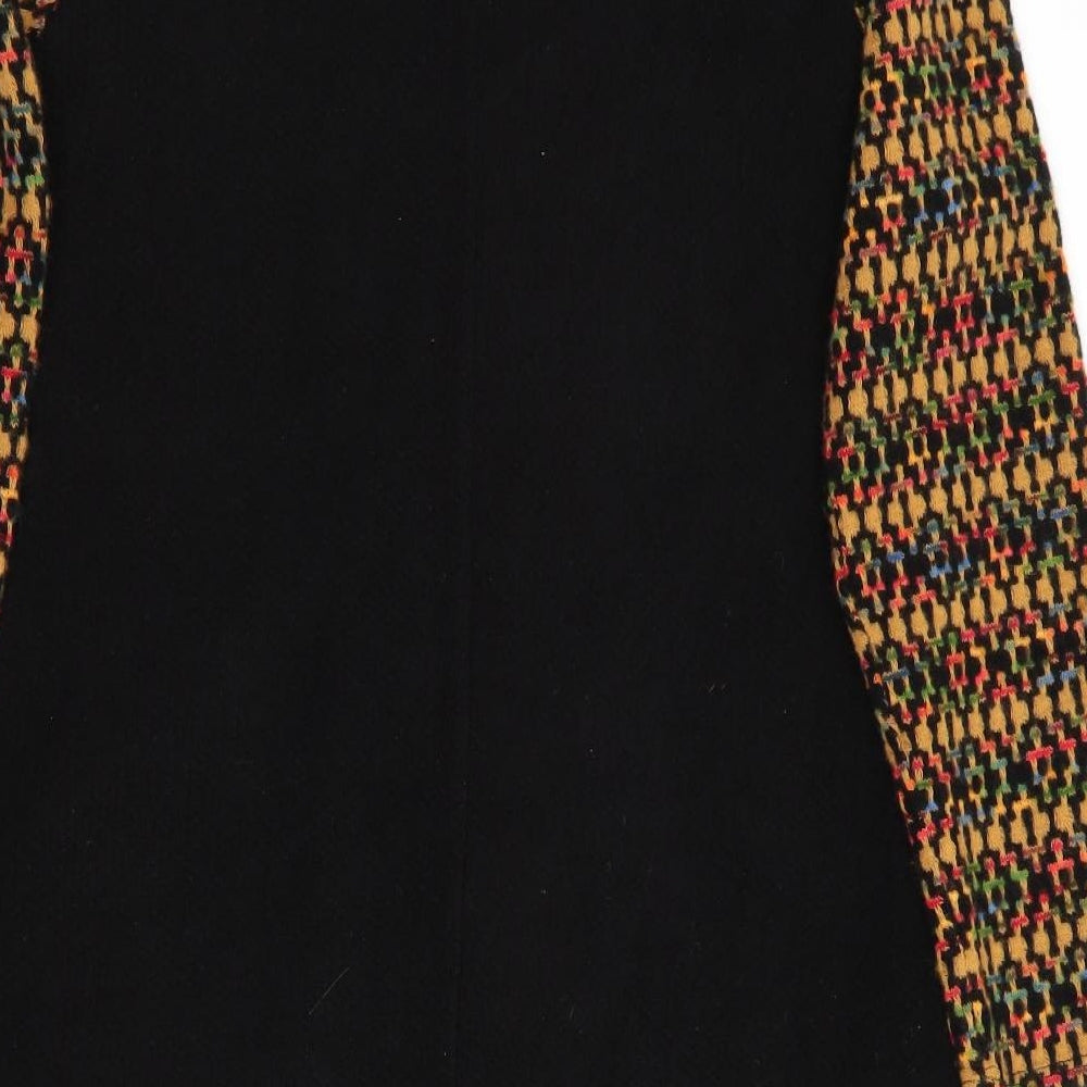 New Collection Womens Black Geometric Jumper Dress - Hankerchief Front Hem