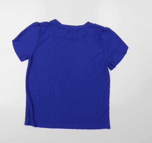 M&S Womens Blue Polka Dot Basic Blouse Size 10