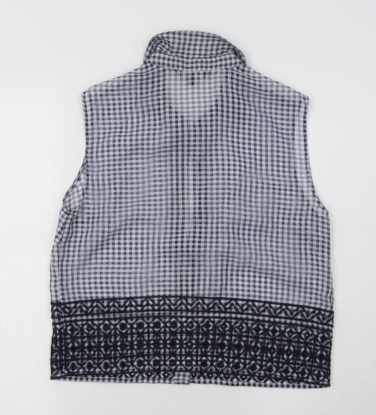 M&S Womens Blue Check Basic Blouse Size 10
