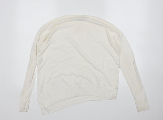 Laura Scott Womens White Pullover Jumper Size 6