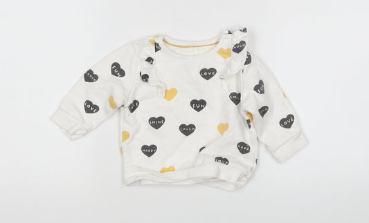 F&F Girls Multicoloured Pullover Jumper Size 0-3 Months