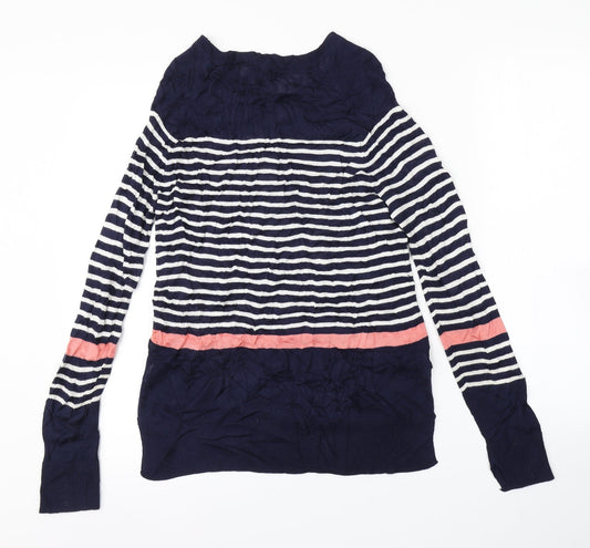 F&F Womens Blue Striped Pullover Jumper Size 10