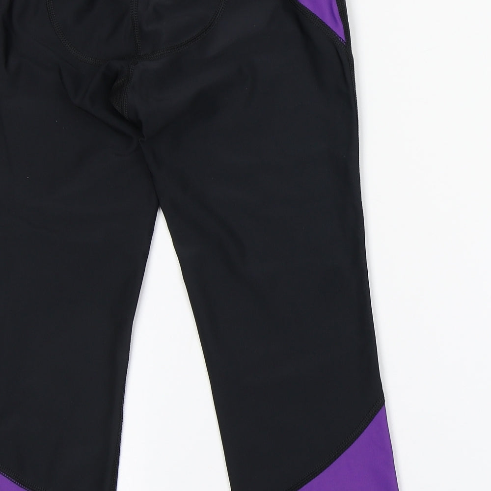 Brand and care label for Preworn women’s black compression leggings, size UK 12, 17-inch leg