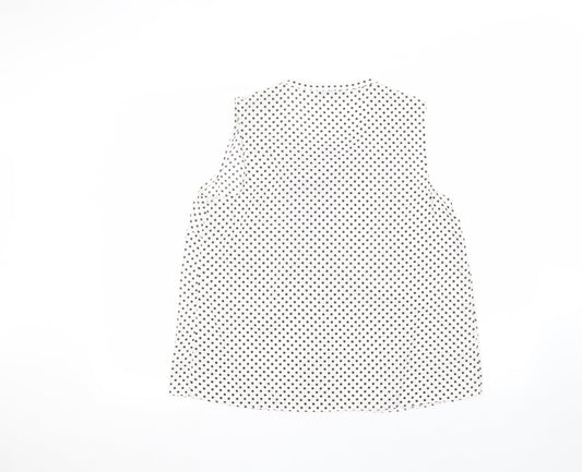 TU Womens White Polka Dot Basic T-Shirt Size 14
