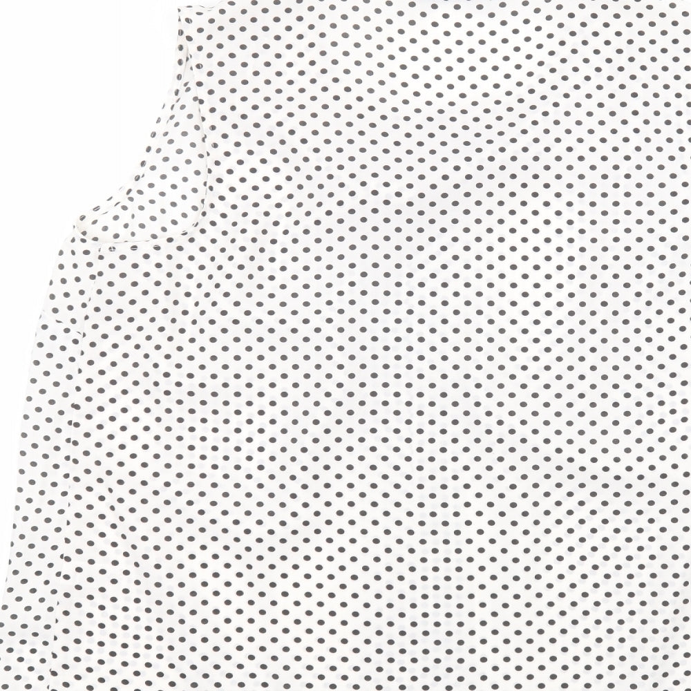 TU Womens White Polka Dot Basic T-Shirt Size 14