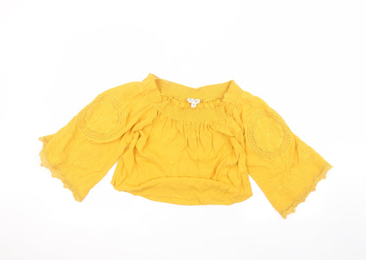 Womens UK Size 6 Miss Selfridge Yellow Basic T-Shirt