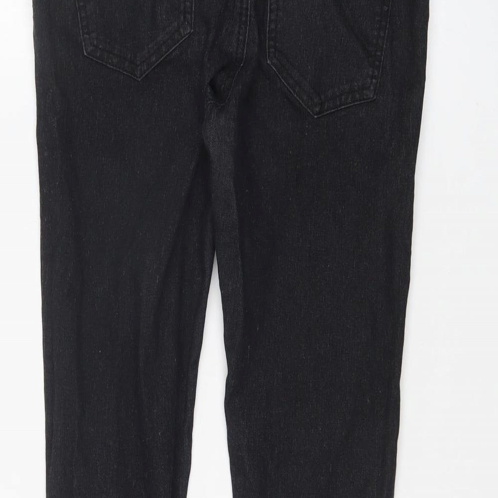 Brand and care label for Denim & Co. women’s black skinny jeans, size UK 12, 28-inch leg