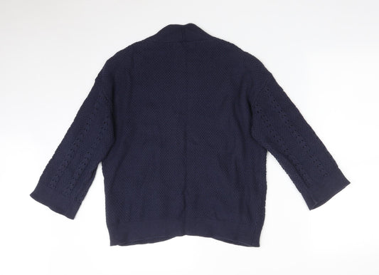 Womens UK Size S ISLE Blue Cardigan Jumper