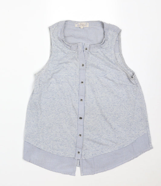 Additional front view of Falmer Heritage women’s blue striped basic t-shirt, size UK 8