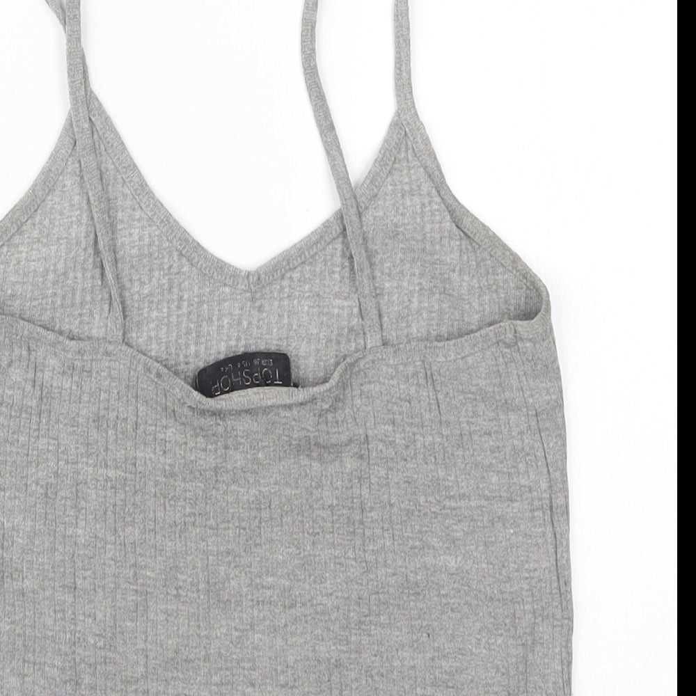 Womens UK Size 8 Topshop Grey Basic T-Shirt