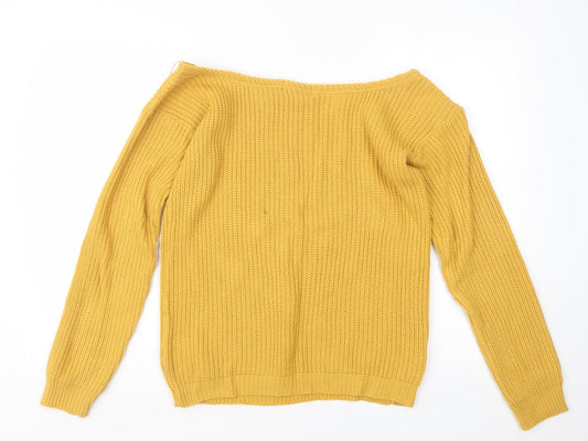 Womens UK Size M Missguided Yellow Pullover Jumper