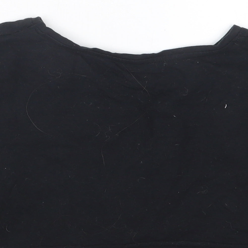 Brand and care label for Primark women’s black cropped t-shirt, size UK 4
