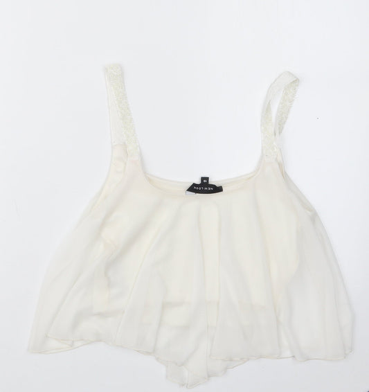 Womens UK Size 10 New Look White Cropped T-Shirt