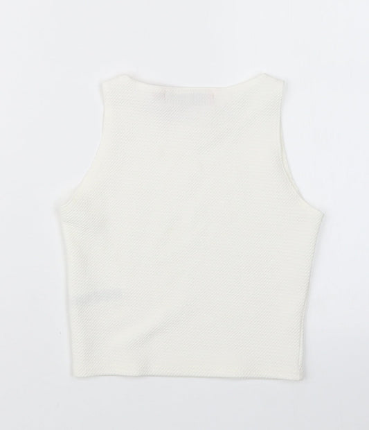 Boohoo Womens Ivory Basic T-Shirt Size 6