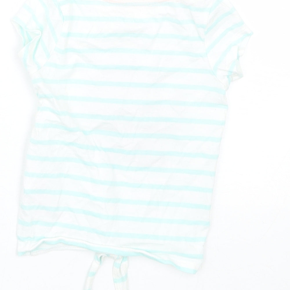Disney Girls Blue Striped Basic T-Shirt Size 9-12 Months - Minnie Mouse