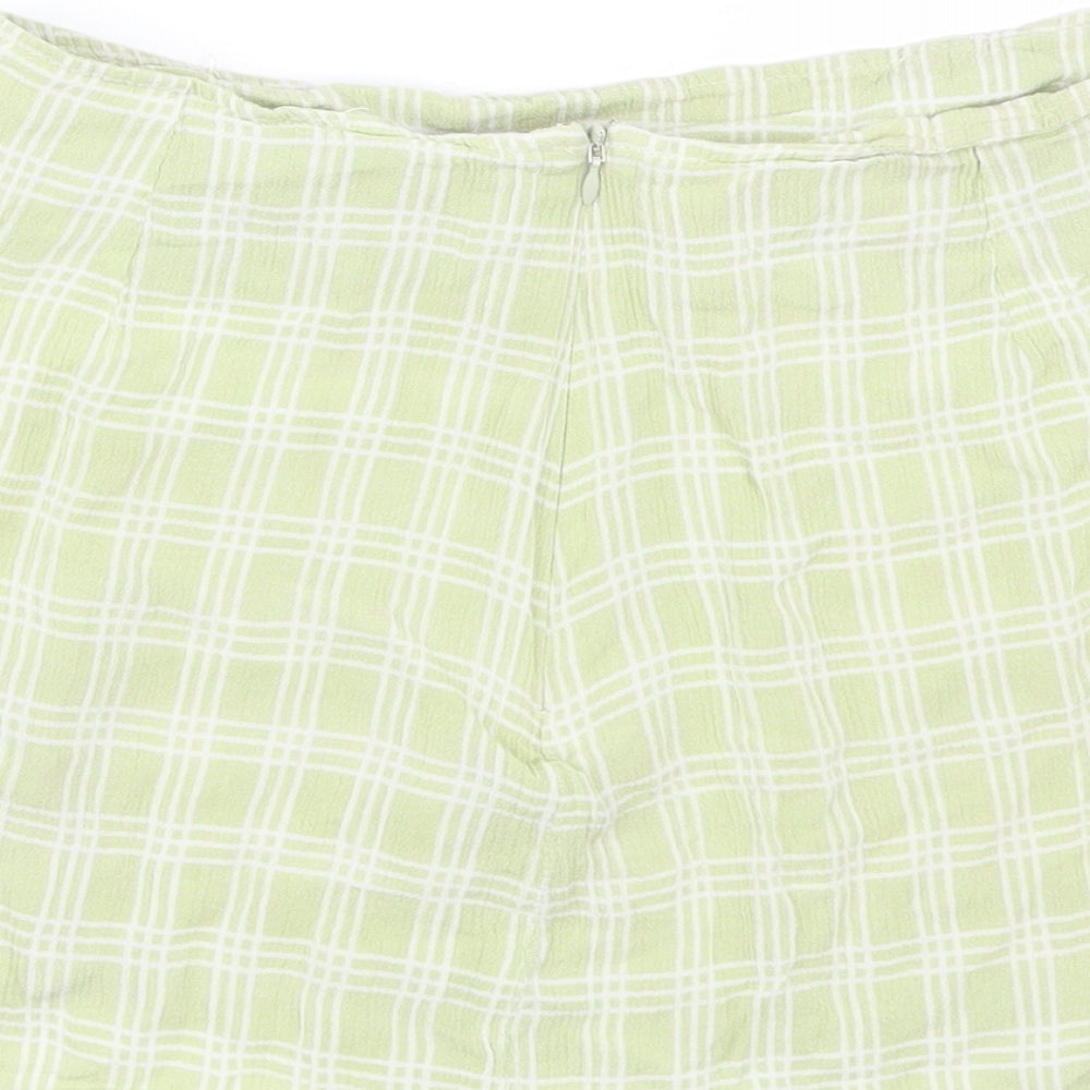 Motel Womens Green Plaid  Mini Skirt Size S