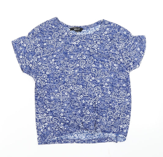Additional front view of 915 Generation girls’ blue floral basic t-shirt, size 12-13, years