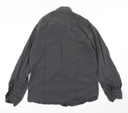 Mens UK Size M NEXT Black Button-Up Long Sleeve Casual Shirt