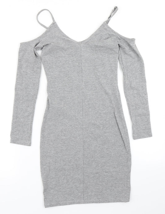 Divided Womens Grey Bodycon Size 4 - cold shoulder