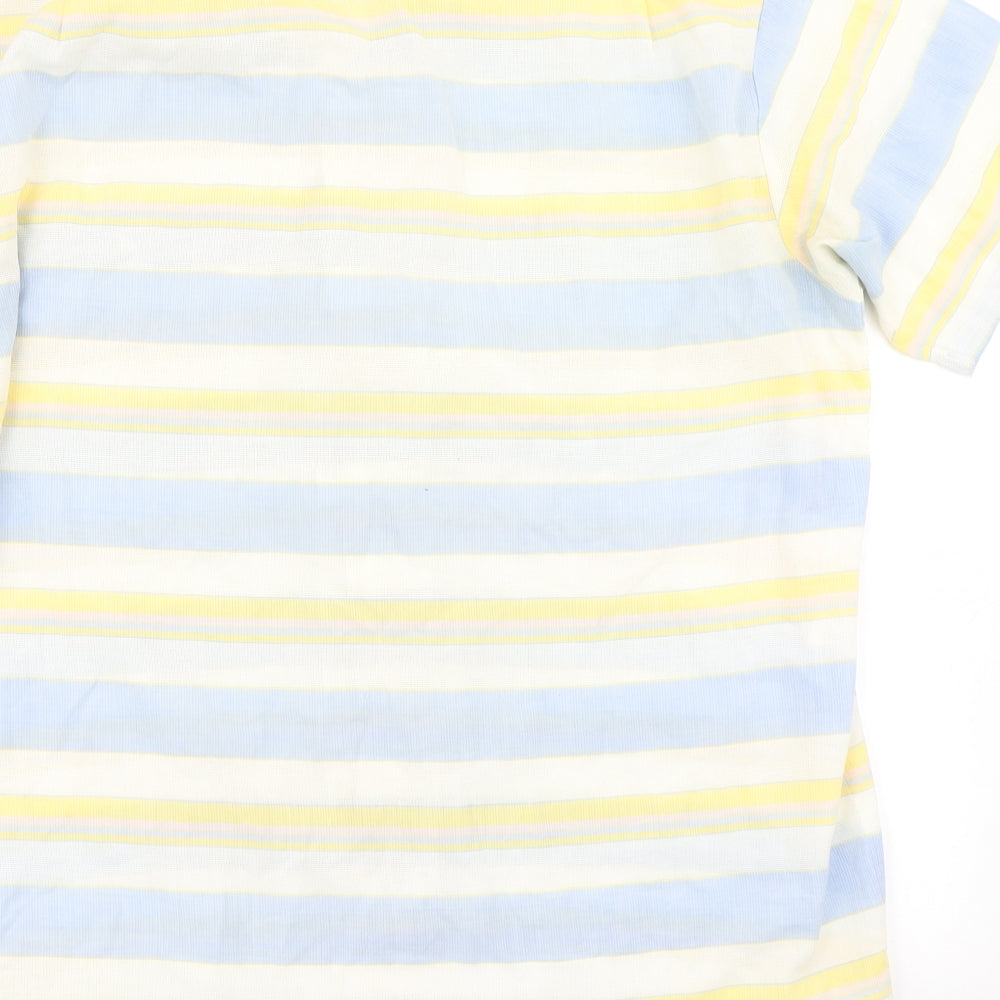 Allen Jolly Womens Blue Striped Basic Button-Up Size L