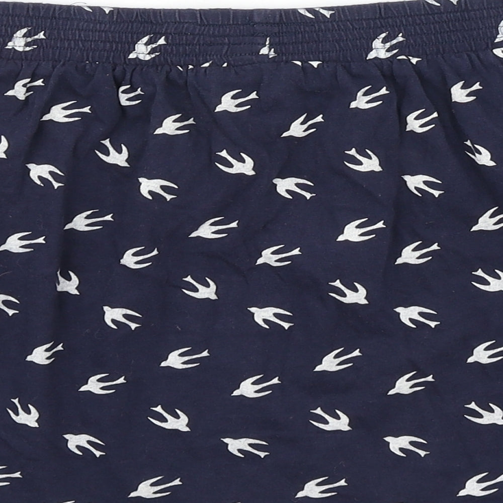 Brand and care label for Made With women’s blue a-line skirt, size UK 10