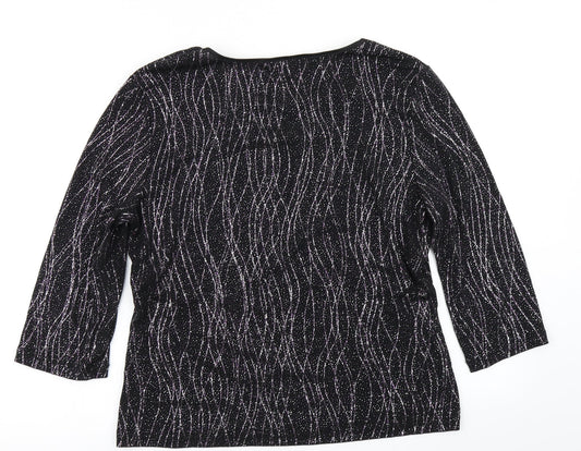 Womens UK Size 16 M&Co Black Basic T-Shirt