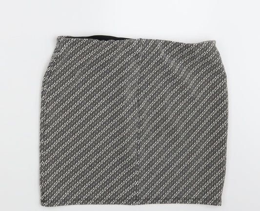 Atmosphere Womens Grey Argyle/Diamond  Mini Skirt Size 32 in