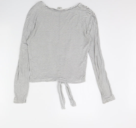 River Island Womens White Striped Pullover Jumper Size 10