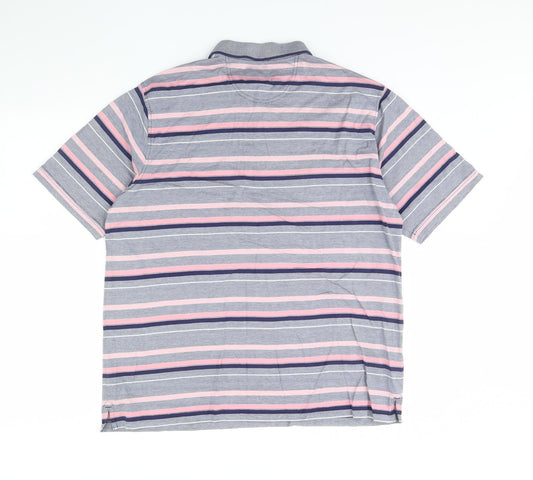 M&s Mens Pink Striped Polo Size L