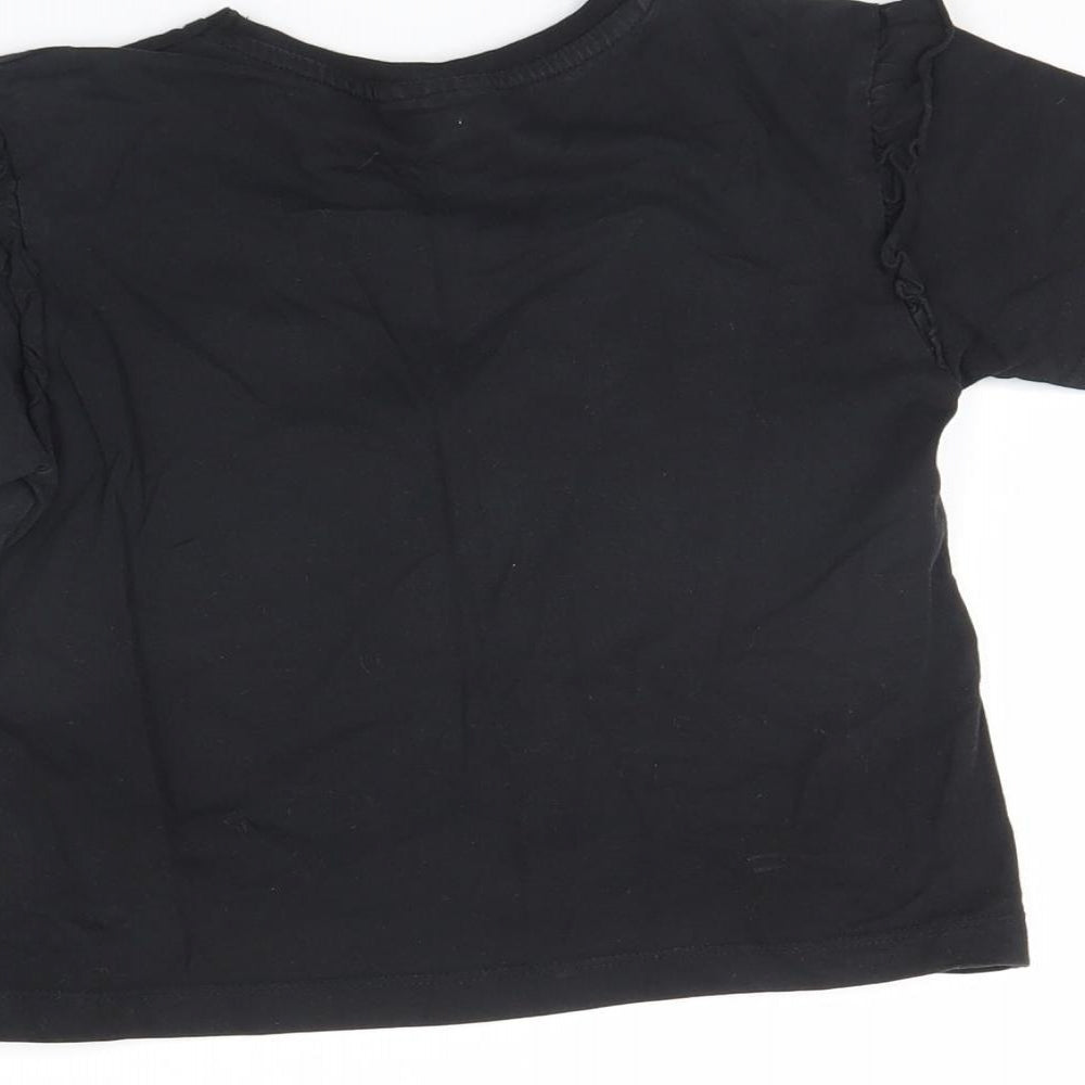 Preworn Girls Black Camisole T-Shirt Size 7 Years - Unicorns
