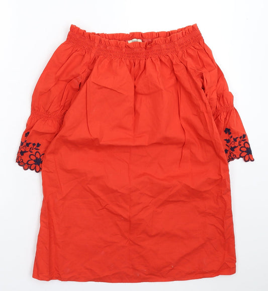 Womens UK Size 8 Papaya Red Basic Blouse