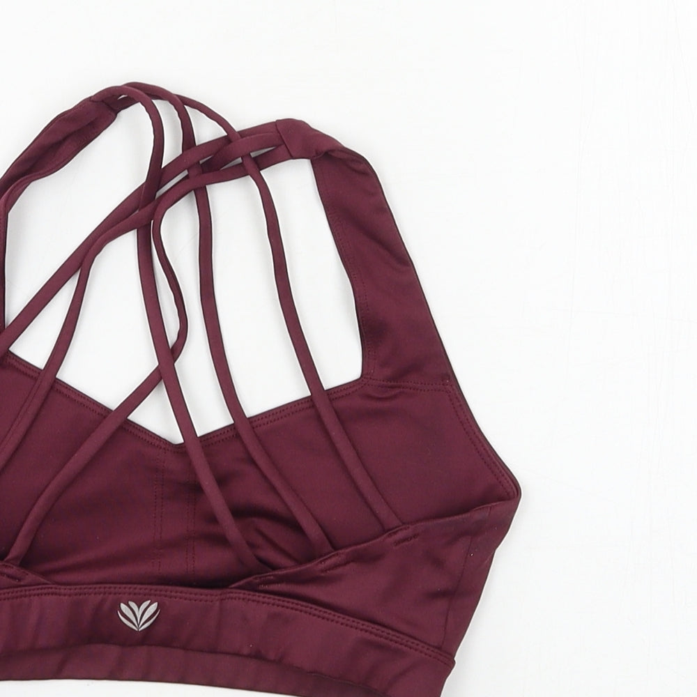 Brand and care label for Forever 21 women’s purple jersey basic tank, size S