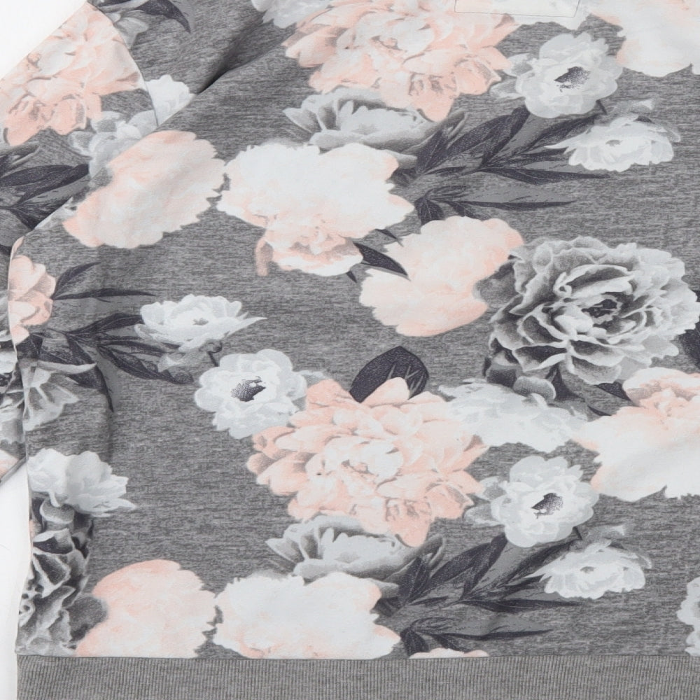 Brand and care label for F&F women’s multicoloured floral jumper, size S
