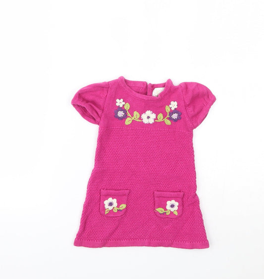 HEIRLOOM Girls Pink Geometric Jumper Dress Size 12 Months