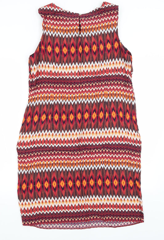 Preworn Womens Red Geometric Pencil Dress Size M