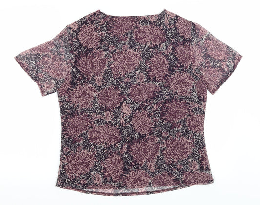 Back view of Collection women’s purple basic t-shirt, size UK 12