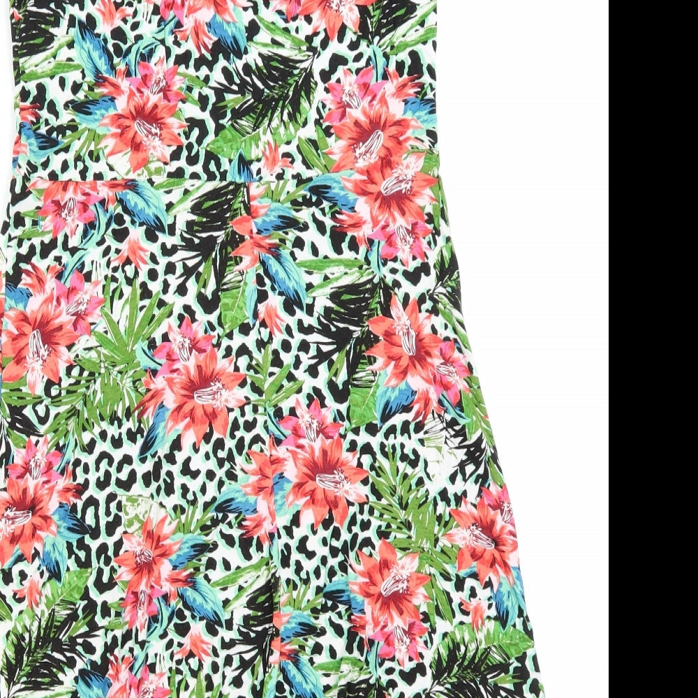 George Womens Green Animal Print T-Shirt Dress Size XS