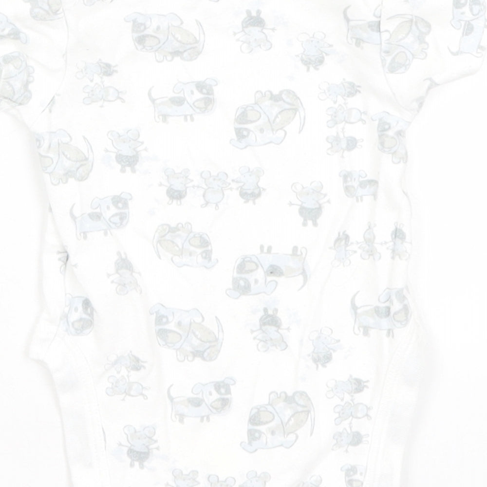 Brand and care label for Next Baby White Romper One-Piece, size 0-3, Months - Dogs & Mice