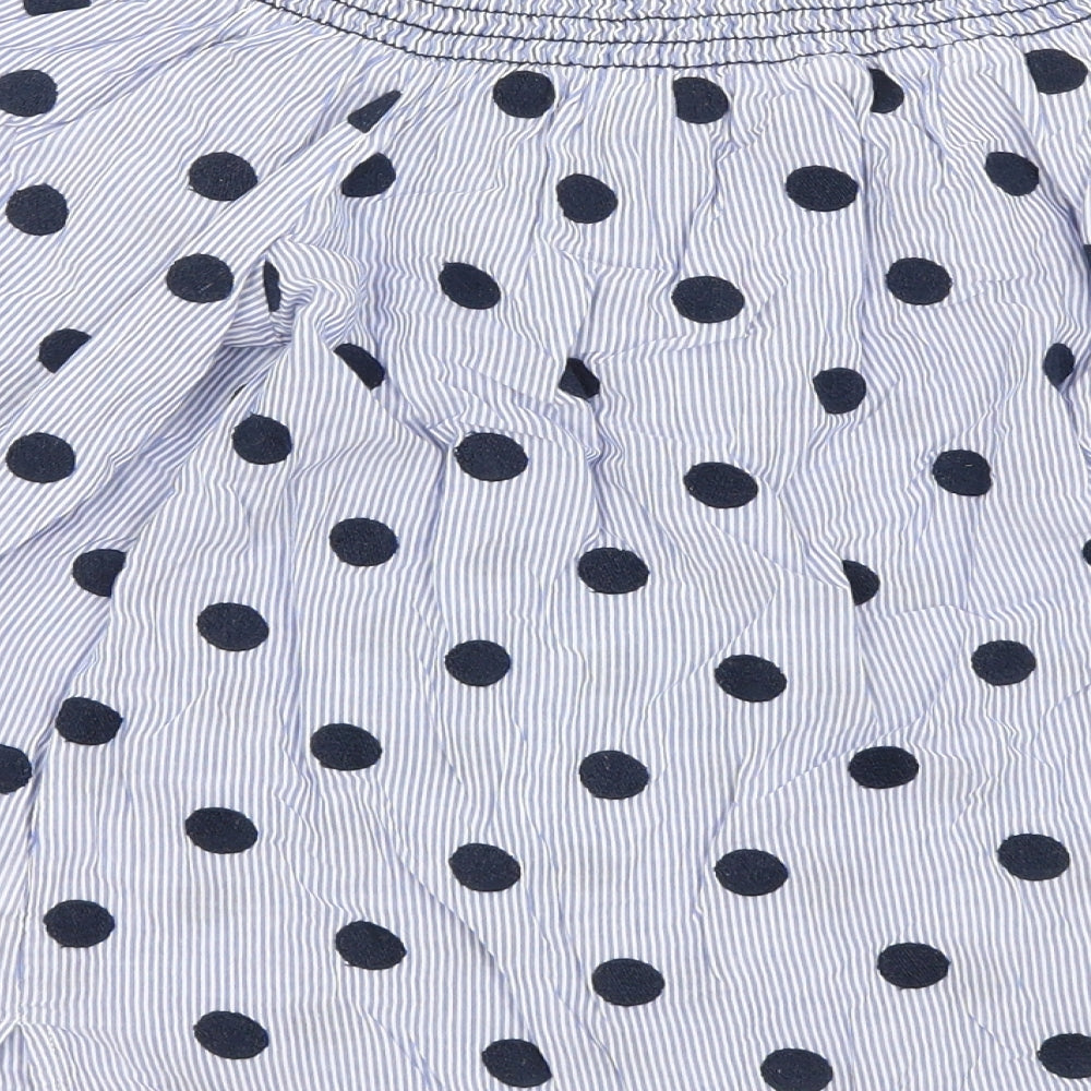 TU Womens Blue Polka Dot Basic Blouse Size 8