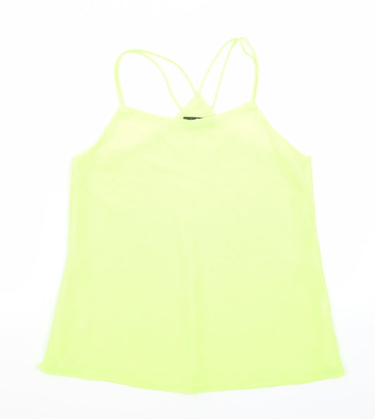 Additional front view of Quiz women’s yellow camisole tank, size UK 10