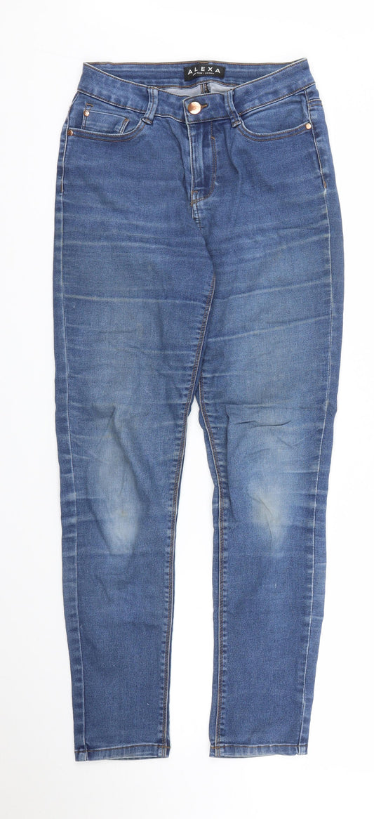 Additional front view of Peacocks women’s blue denim skinny jeans, size UK 8, 27-inch leg