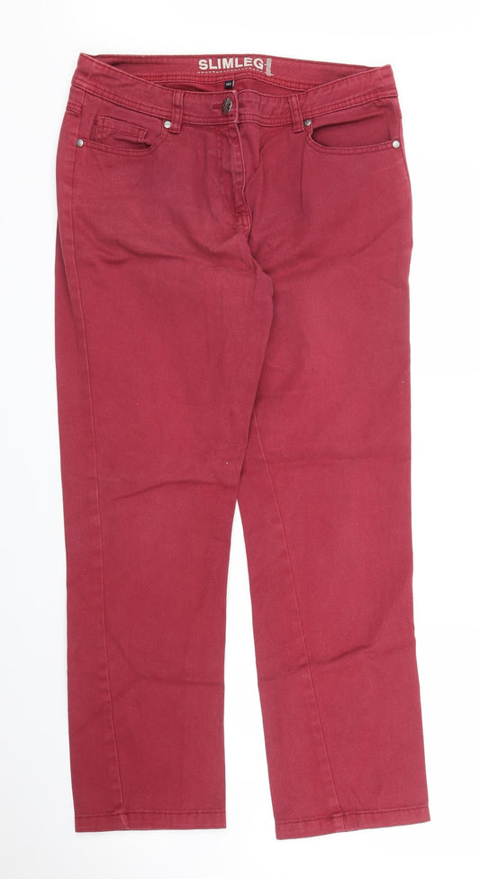 Womens UK Size 10 Debenhams Slim Fit Chino Purple Trousers