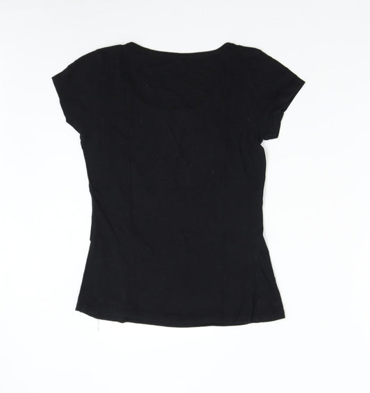 Womens UK Size M Preworn Black Basic T-Shirt