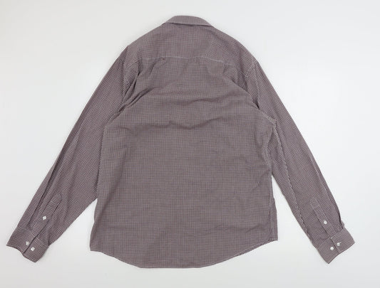 Primark Mens Red Check Button-Up Size L